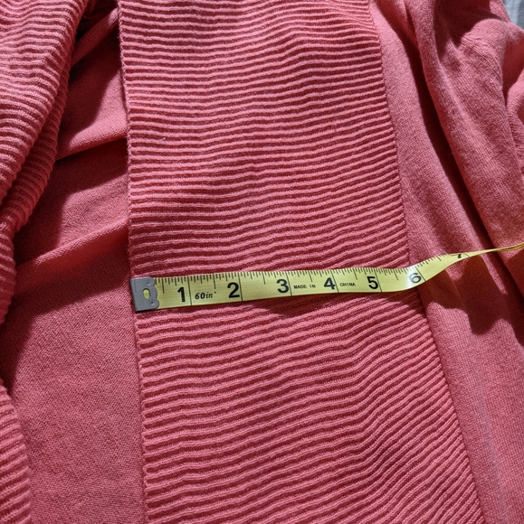 Coral cardigan Sweater Boho Ribbed Detailing Longer Length in Front Size Medium - Picture 14 of 16